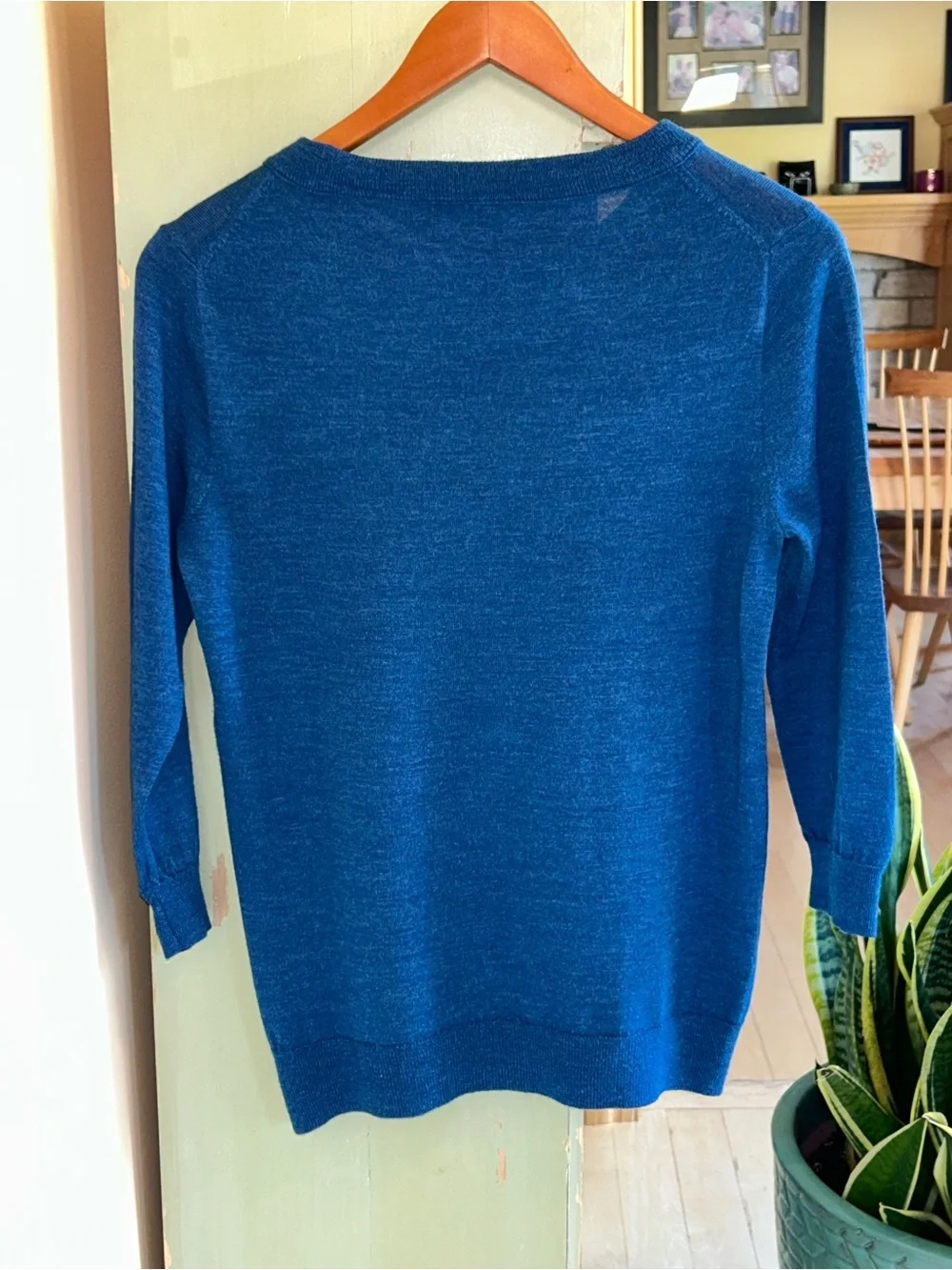 J. Crew Tippi 3/4 Length Sleeve Merino Wool Sweater in Aegean Sea Blue Small